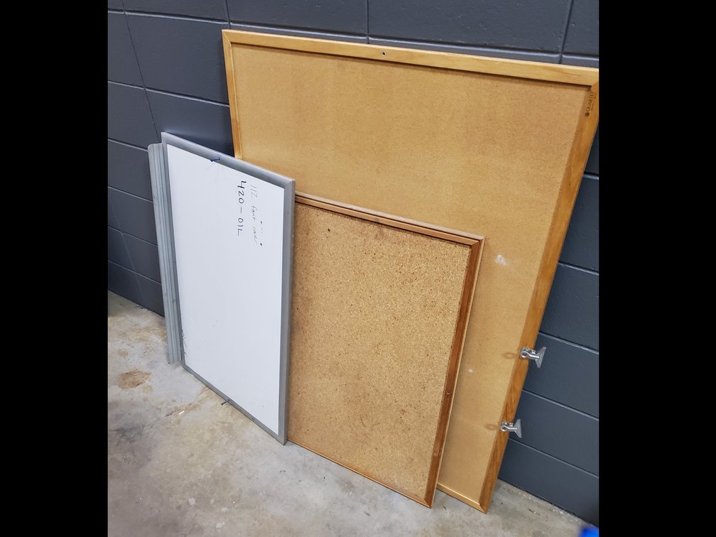 Lot 132: White board and pin boards