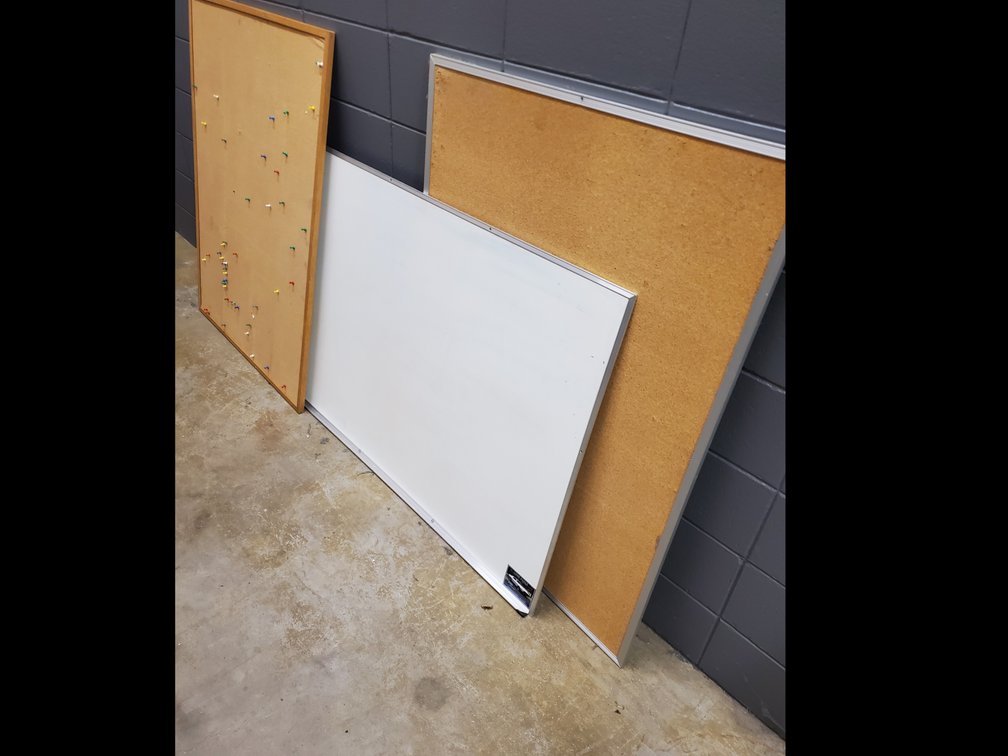 Lot 79: White board and pin boards