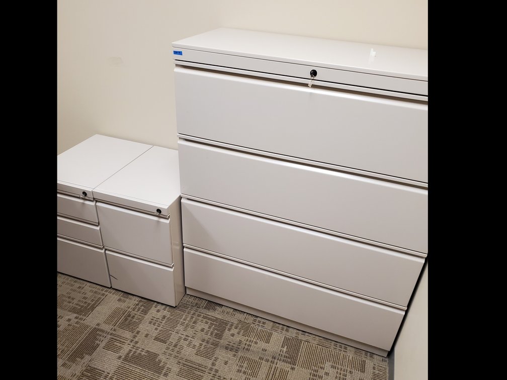 Lot 139: Lateral file cabinets with chair