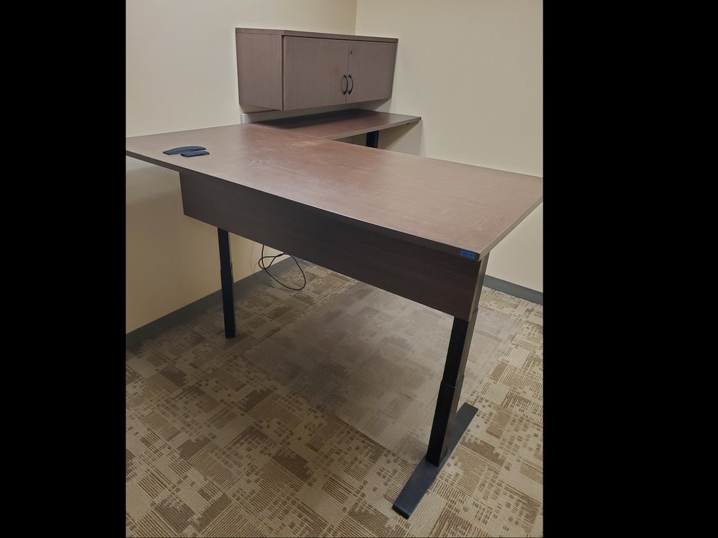 Lot 143: Adjustable desk and upper cabinet 