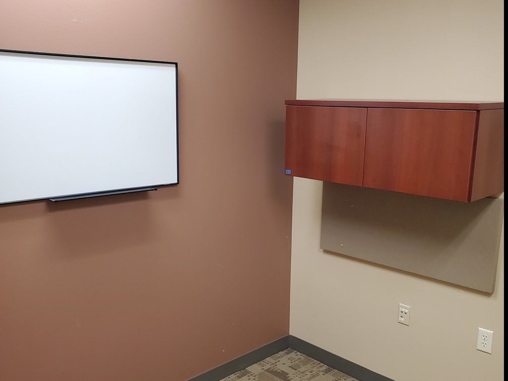 Lot 152: Whiteboard and cabinet
