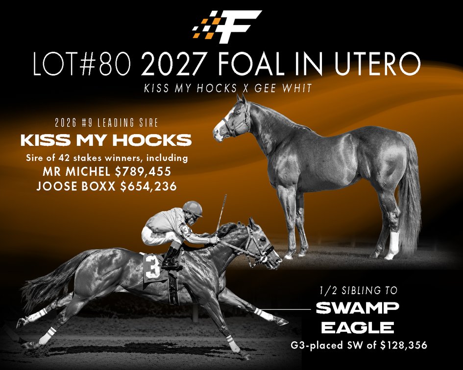 '27 embryo, Kiss My Hocks SI 109 x Gee Whit SI 106, One Famous Eagle SI 101 - LTE $71,555, PE $177,325