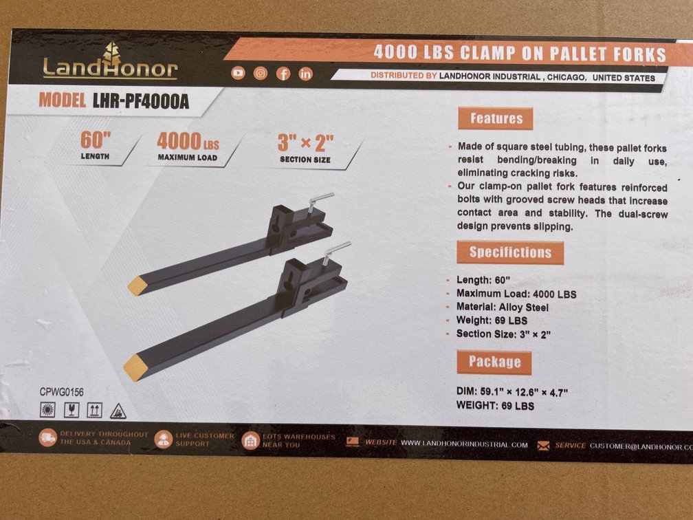 4000lbs Clamp On Pallet Forks