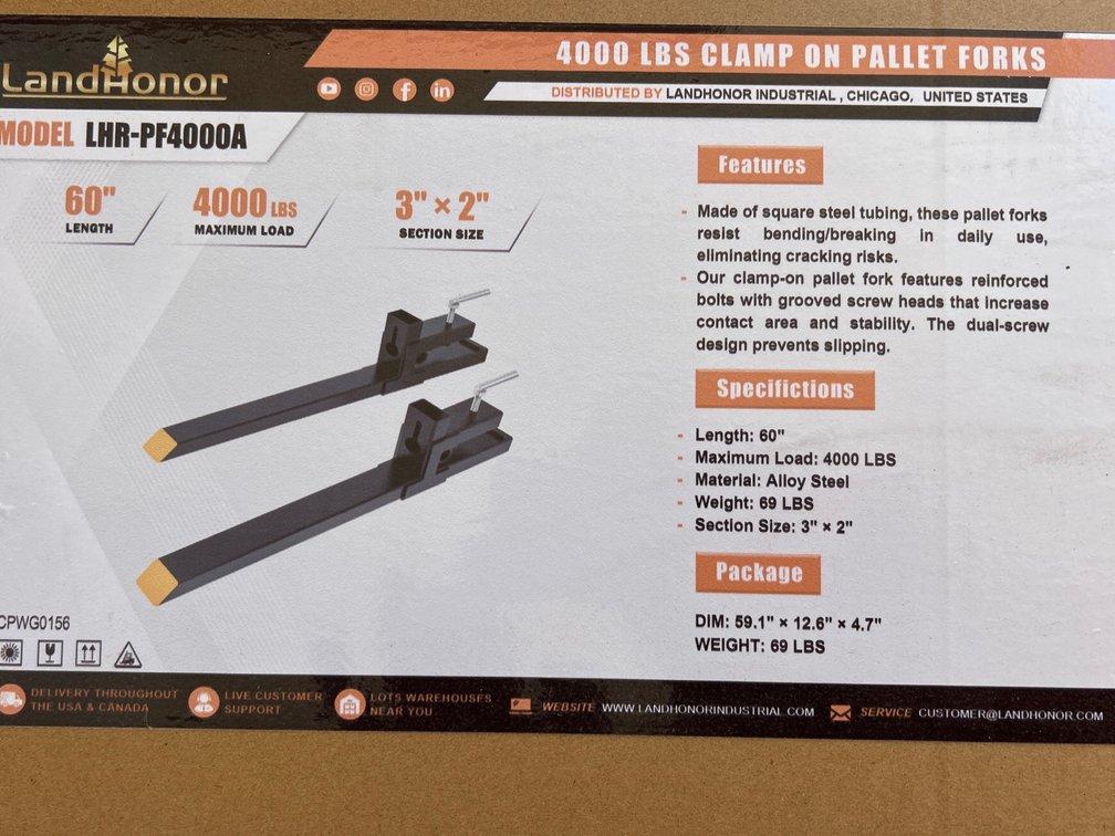 4000 Lbs Clamp On Pallet Forks