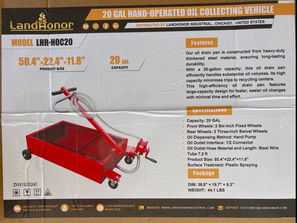 20 Gallon Oil Collection Vehicle