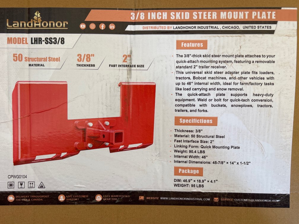 Skidsteer Mount Plate With Receiver Hitch
