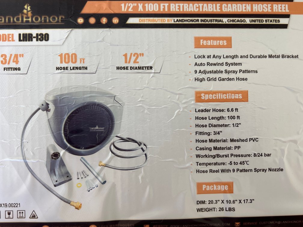 100’ Retractable Garden Hose Reel