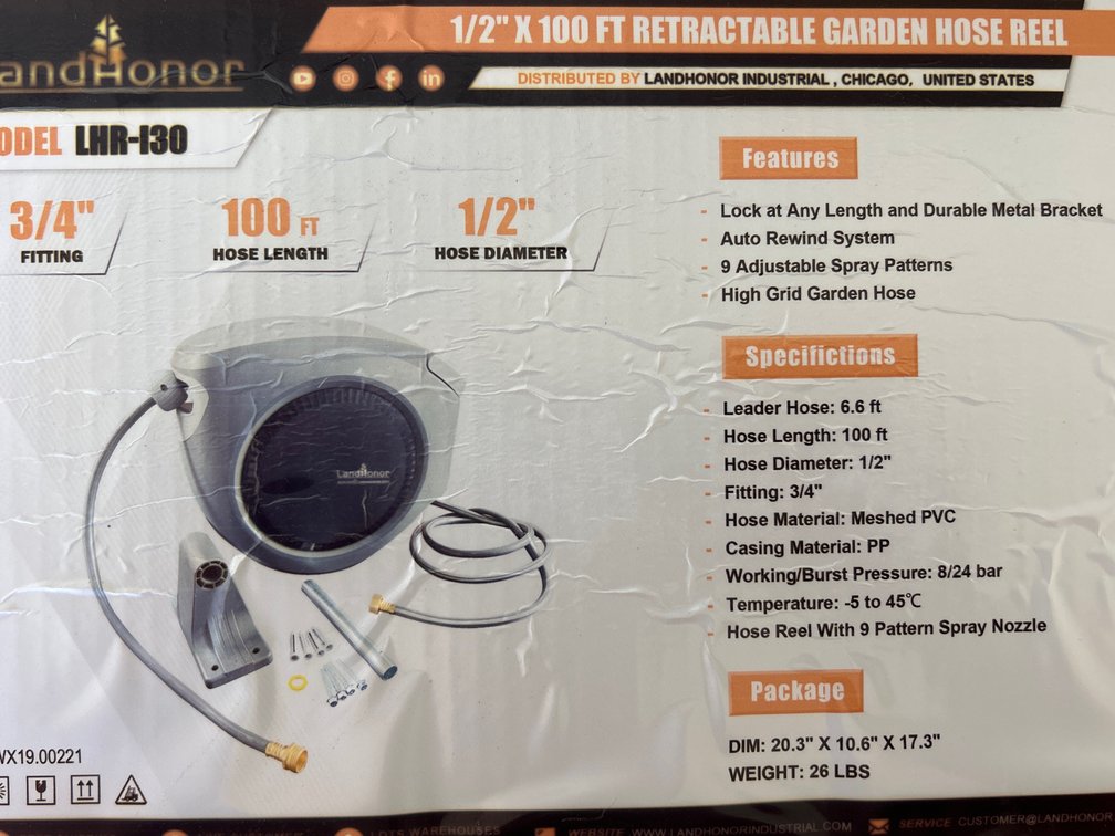 100’ Retractable Garden Hose Reel