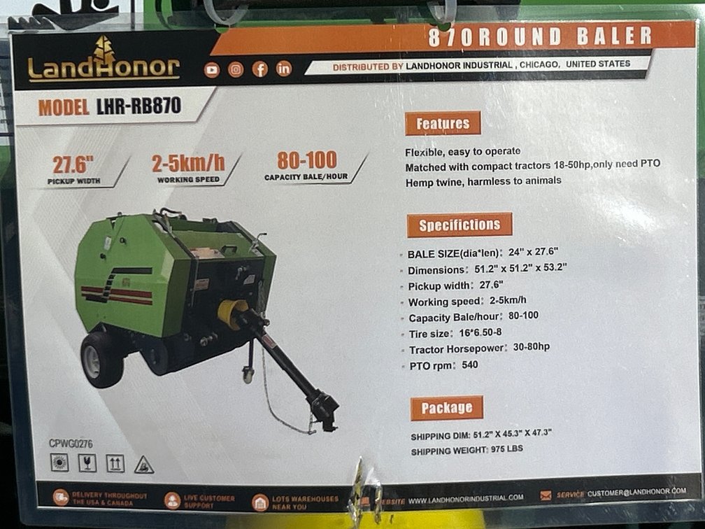Landhonor Mini Round Baler
