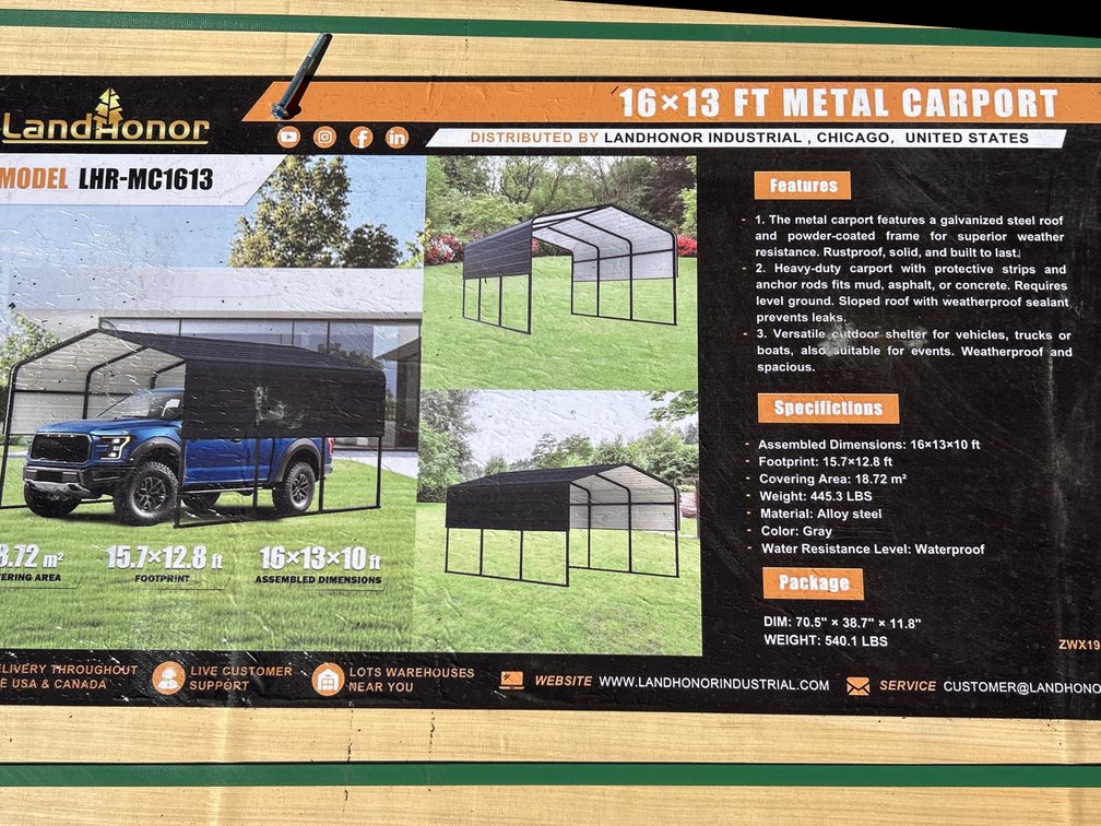 16’x13’ Metal Carport