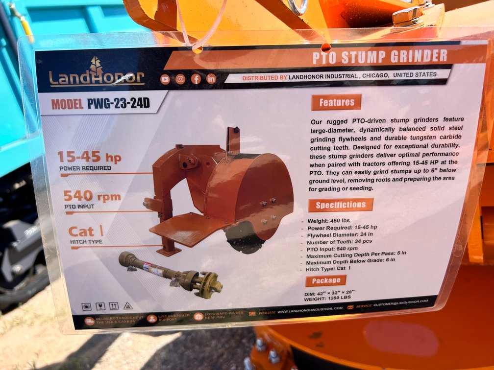 PTO Driven 3 Point Stump Grinder