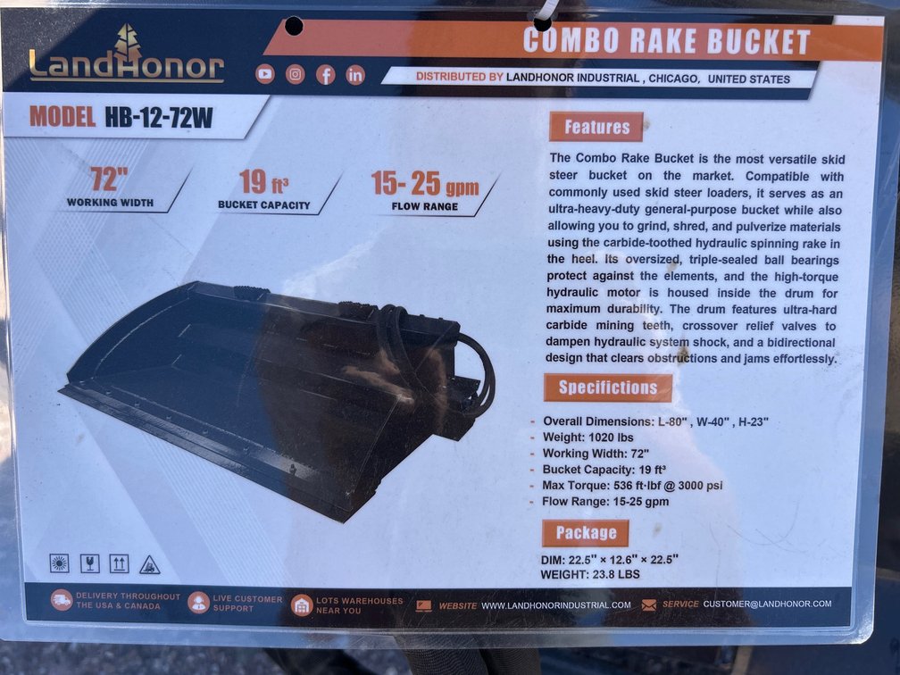 Skidsteer Combo Rake Bucket