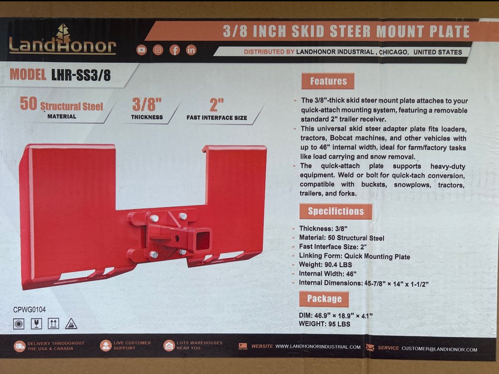 Skidsteer Mount Plate With Receiver Hitch