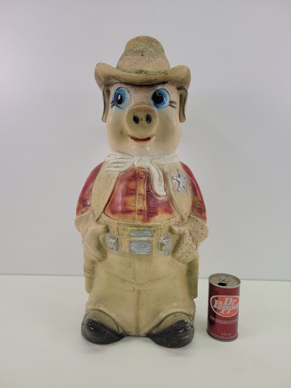Large Chalkware "Sheriff Piggy" Coin Bank