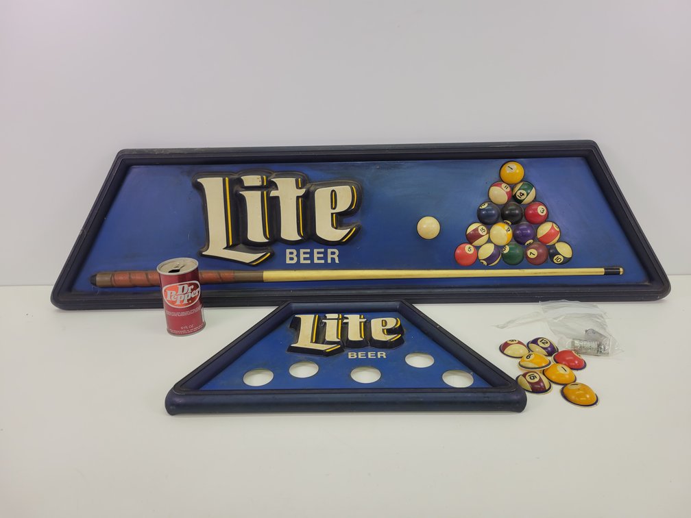 Vintage Lite Beer Billiards Plastic Signs