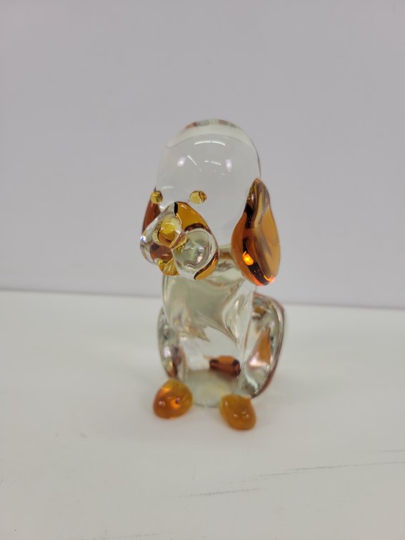 1970s Cristalart Blown Glass Dog Statue