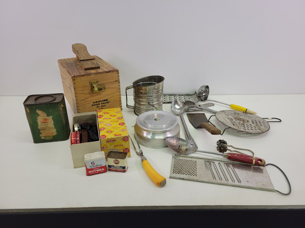 Vintage Waseca, MN Tin, Shoe Shine Box, and More
