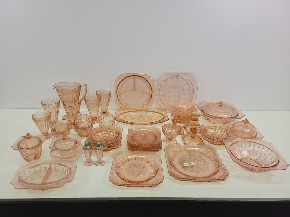Pink Depression Glass Serving and Dinner Pieces