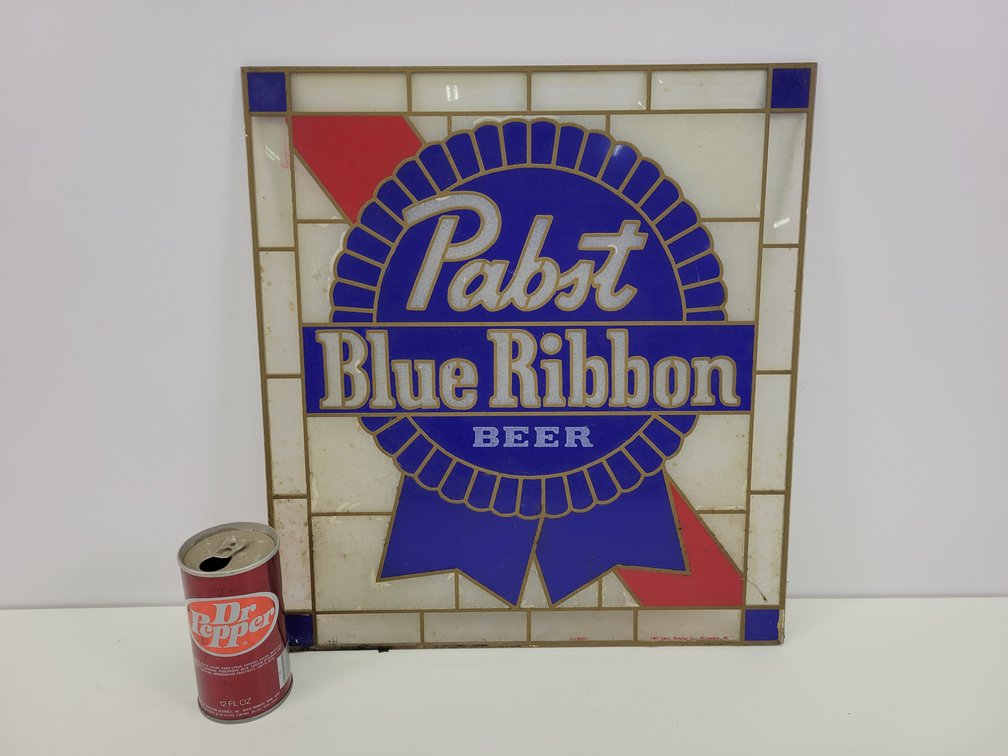1989 Pabst Blue Ribbon Beer Stained Glass Sign