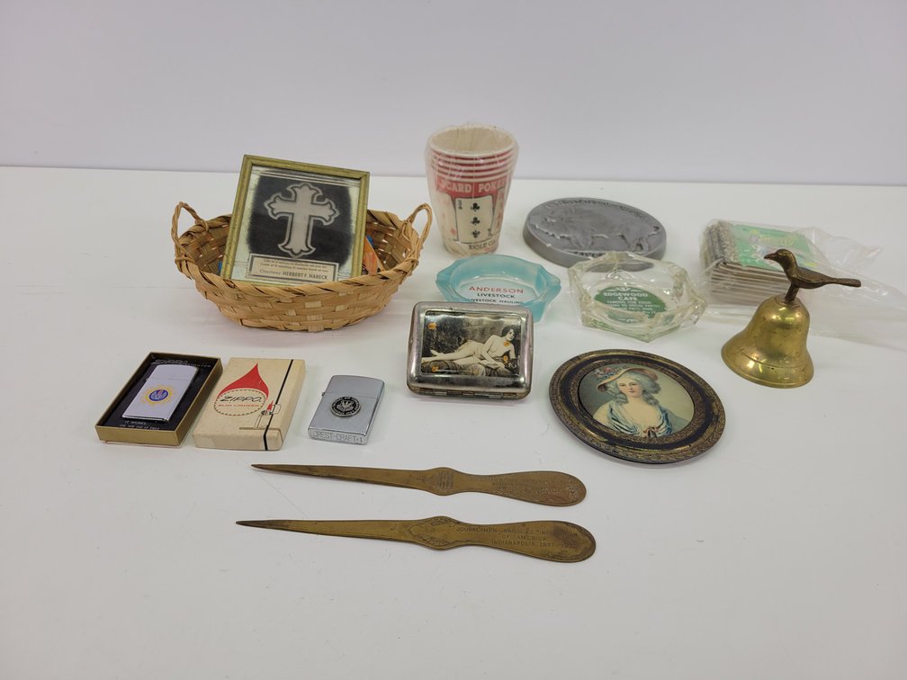Vintage Nude Lady Cigarette Case, Zippo Lighters, Advertising, and More
