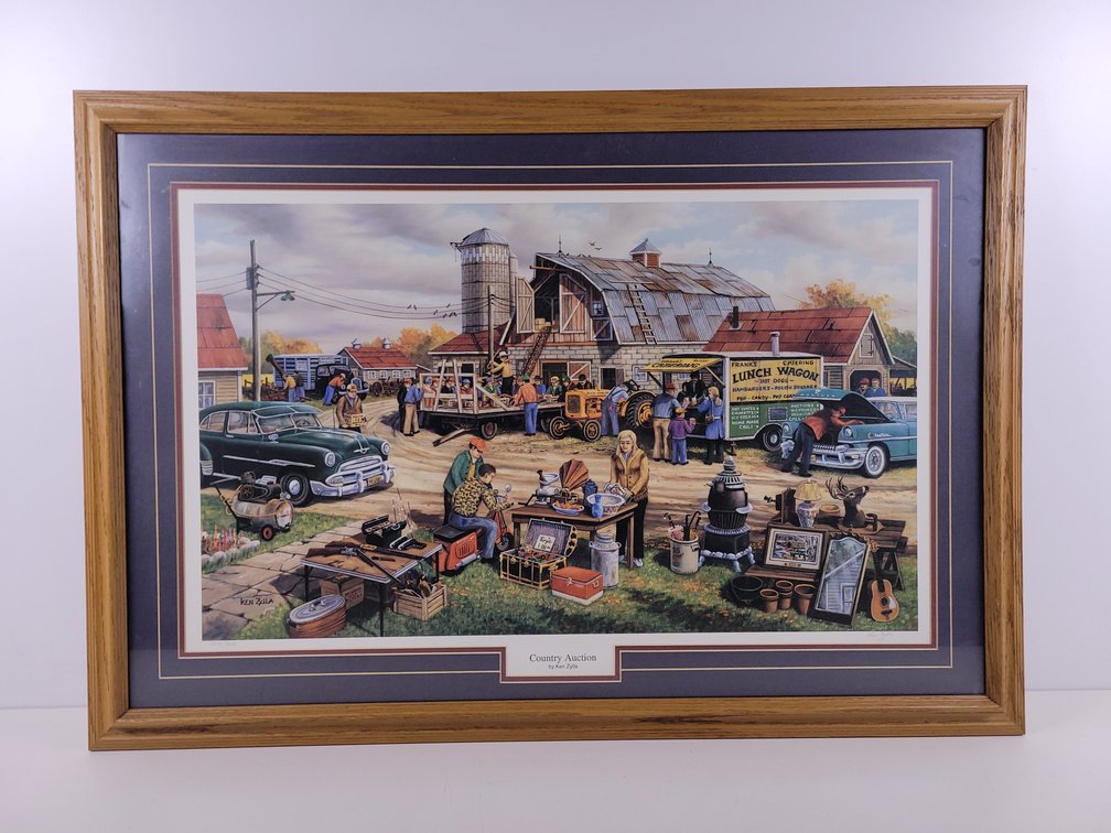 "Country Auction" Signed, Numbered and Framed Print by Ken Zylla