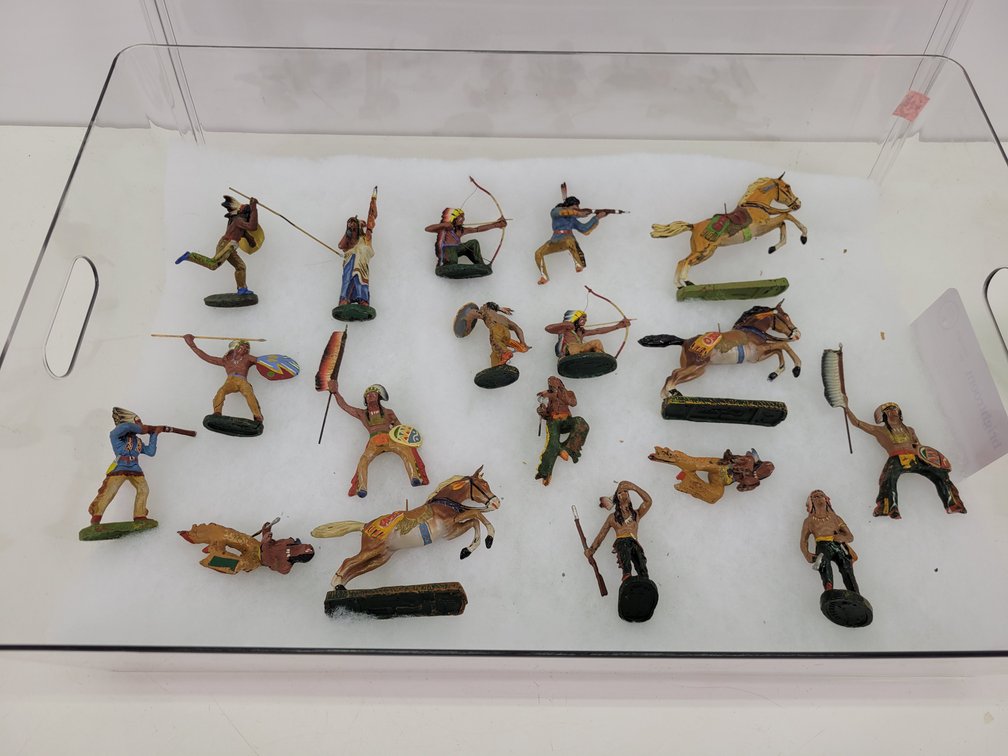 ca. 1930s Elastolin Composite Toy Indian & Horse Figures