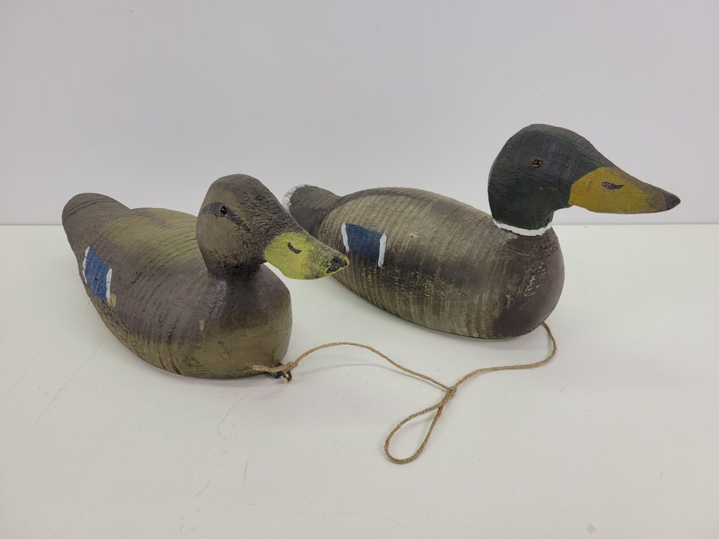 (2) Hudson Decoy Co. Mallard Wood Duck Decoys