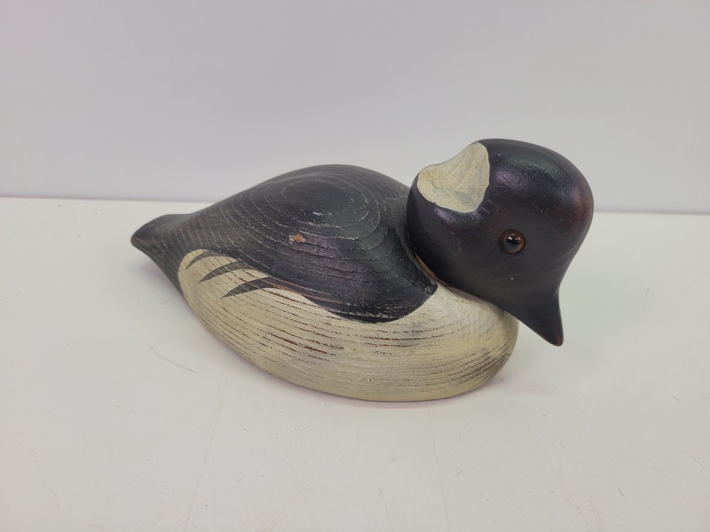 1982 Lenny Baker Hand Carved Wood "Swan Quarter" Decoy