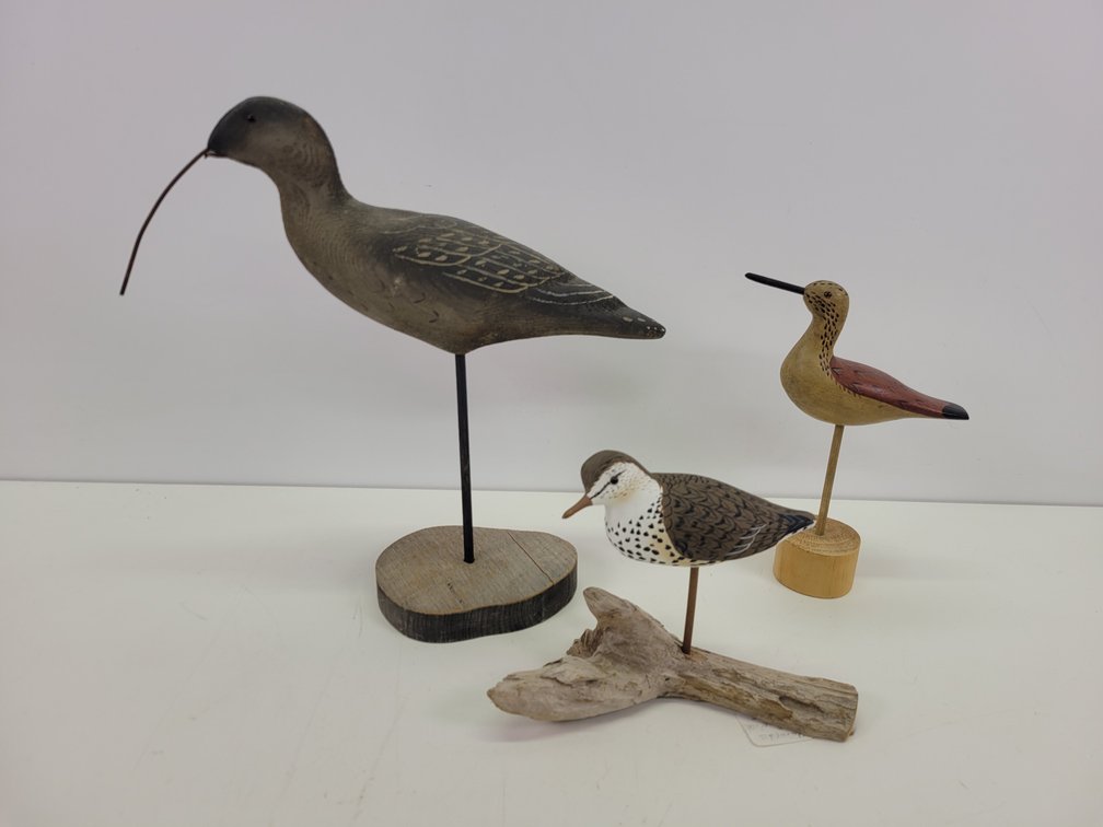(3) Vintage Hand Carved Birds