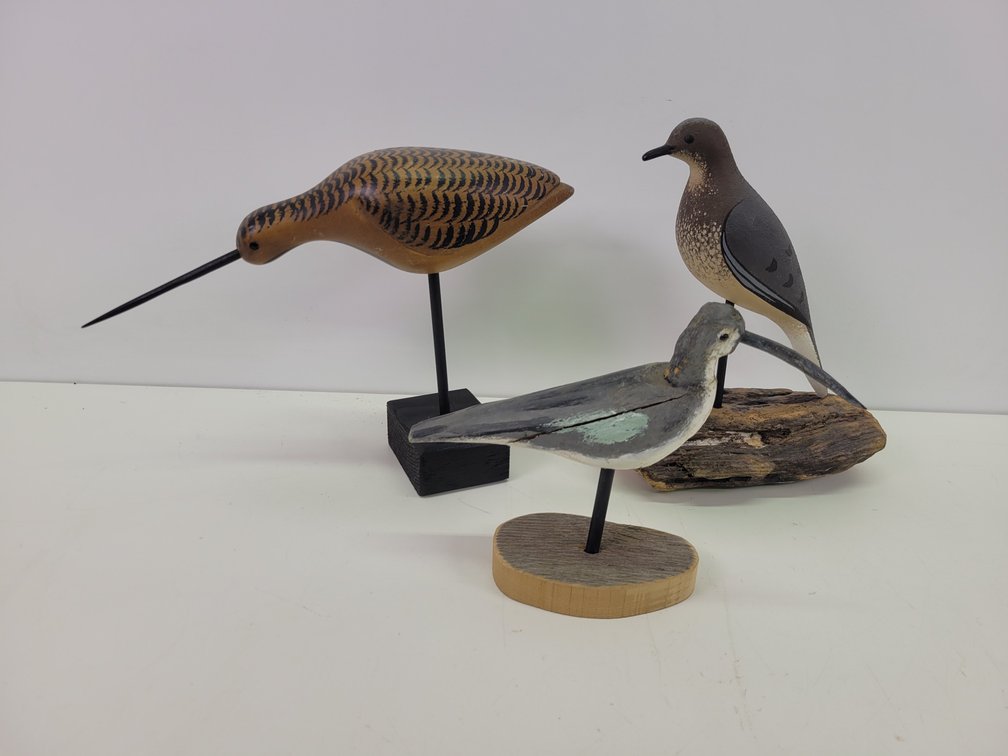 (3) Vintage Hand Carved Birds