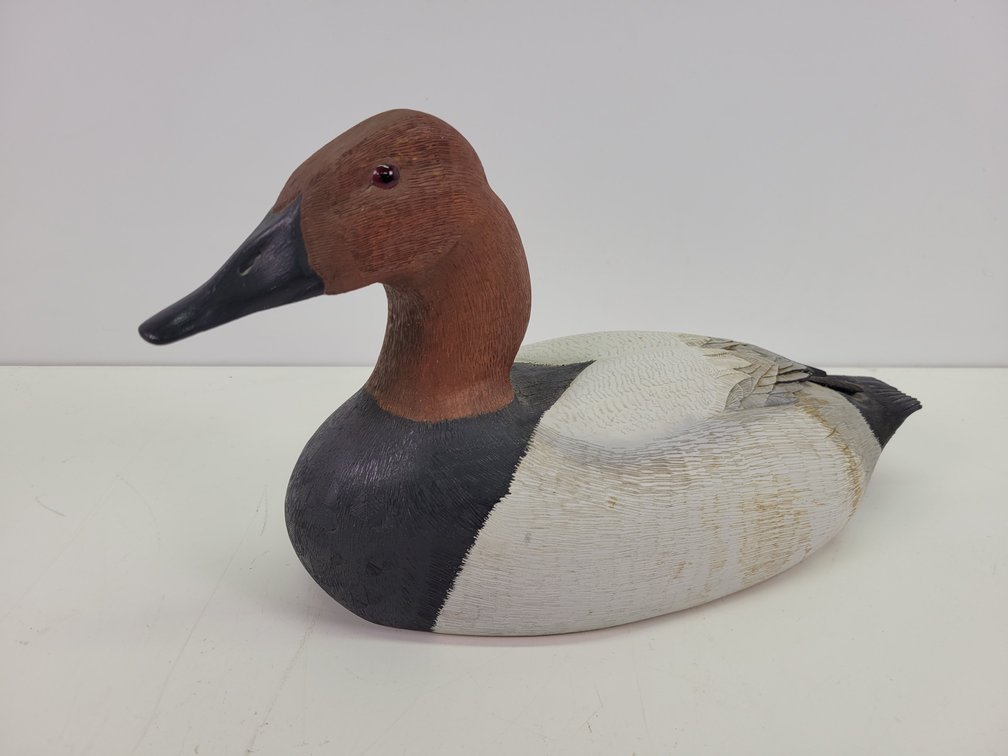 Hand-Carved Wood Canvas Back Duck Decoy