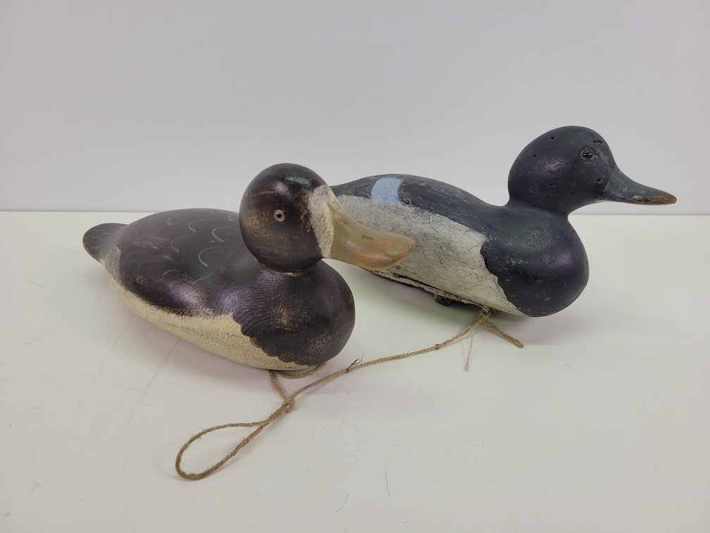 (2) Hand-Carved MASON Bluebill Duck Decoys