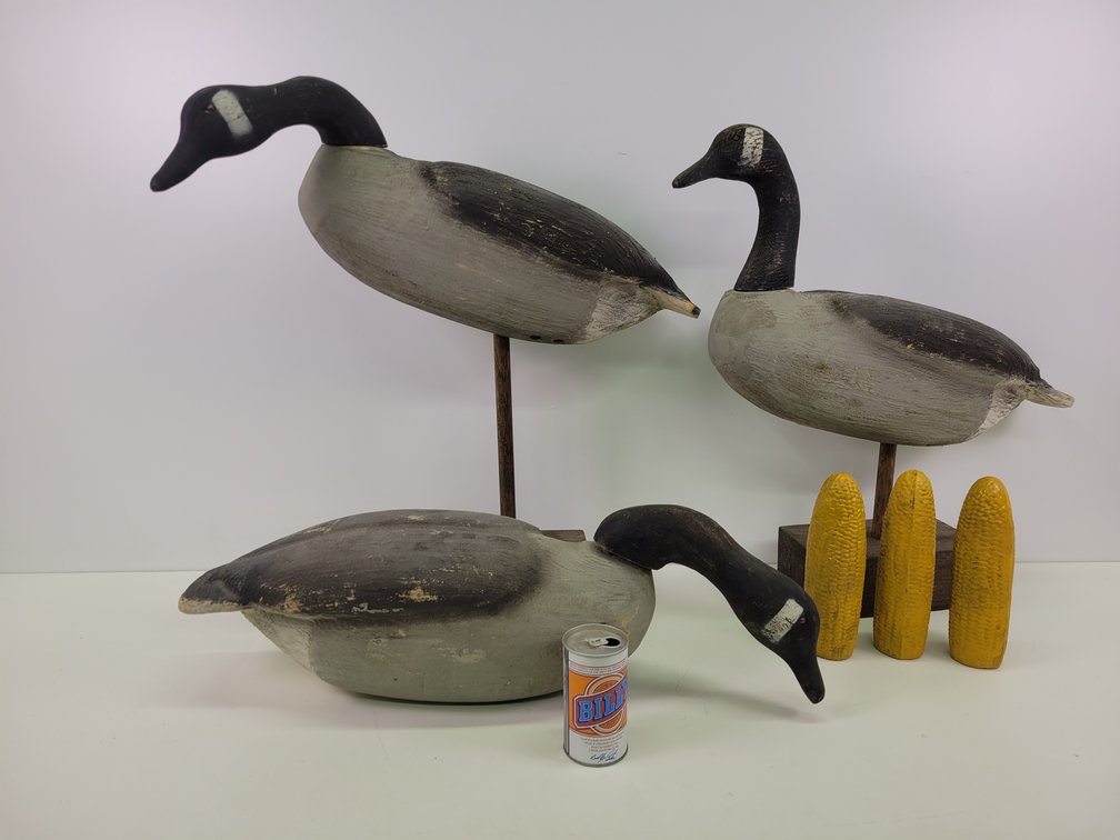 (3) Herter's "Perfect 233" Full-Bodied Goose Decoys and (3) Corn