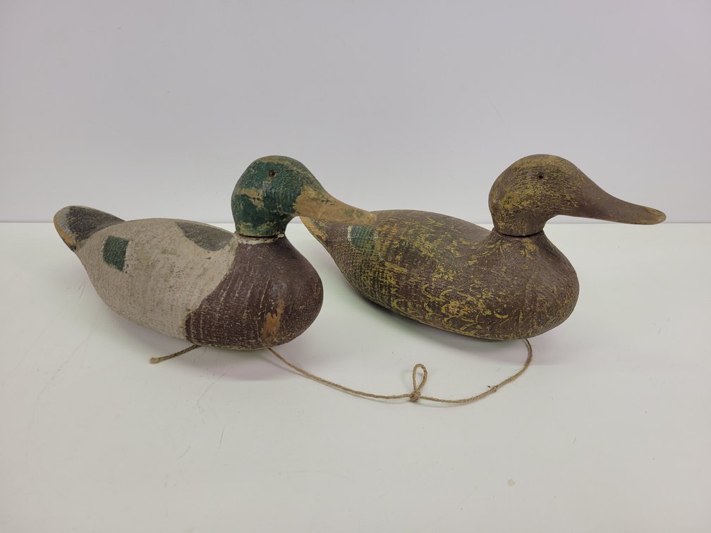 (2) Gundelfinger Wood Products Co. "Superior" Mallard Duck Wood Decoy Pair