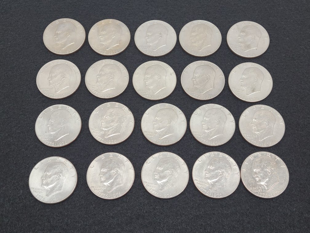 (20) Bi-Centennial 1976 Eisenhower "Ike" Dollar Coins