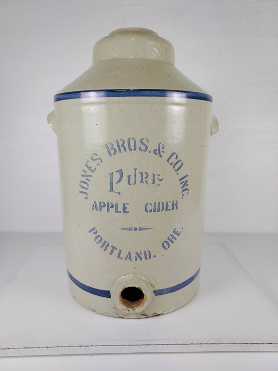 Antique Stoneware Jones Bros. & Co. Inc. Pure Apple Cider Dispenser - Portland, Ore.