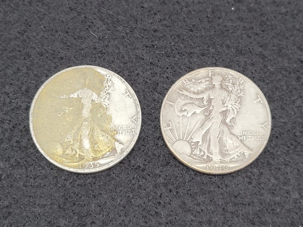 1935-D & 1946-P Walking Liberty Silver Half Dollars