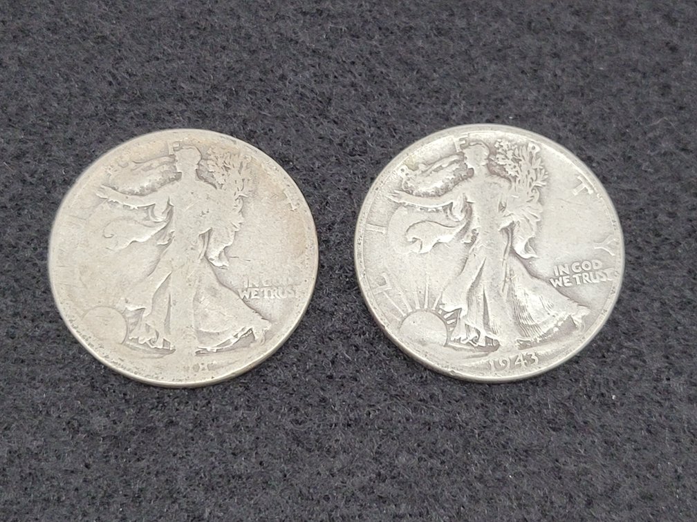 1918-S & 1943-S Walking Liberty Silver Half Dollars