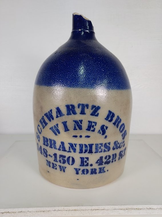 Salt Glazed Blue and White Jug - New York, NY