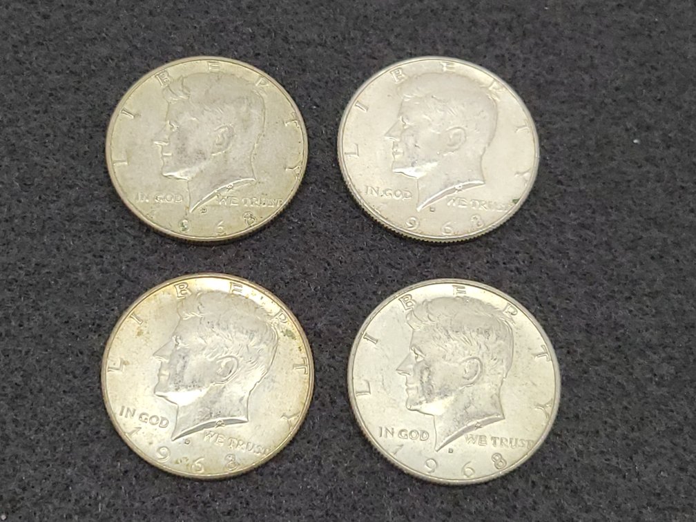 (4) 1968-D Kennedy 40% Silver Half Dollars