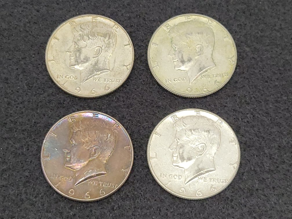 (4) 1966-P Kennedy 40% Silver Half Dollars