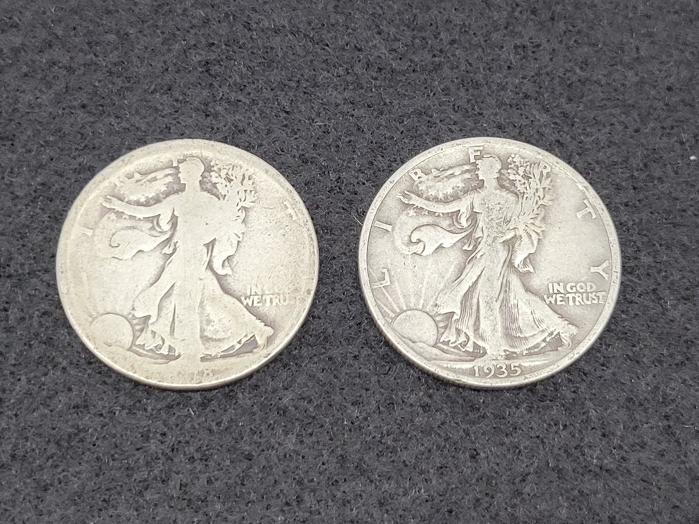 1918-S & 1935-P Walking Liberty Silver Half Dollars