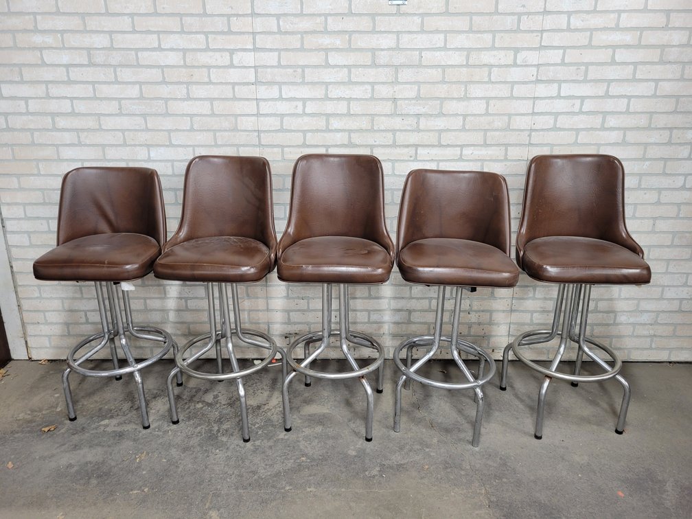 (5) Vintage Padded Bar Stools