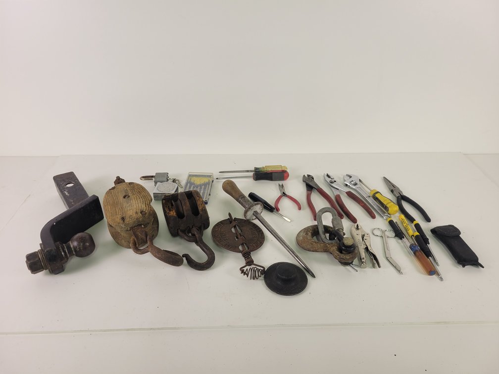 2" Drop Receiver, Hand Tools, Antique Pulley and More