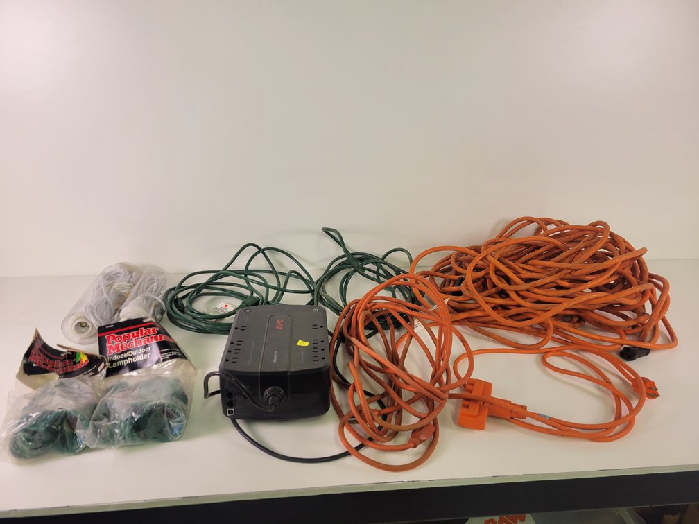 (5) Extension Cords, (4) New Lamp Holders and Battery Backup