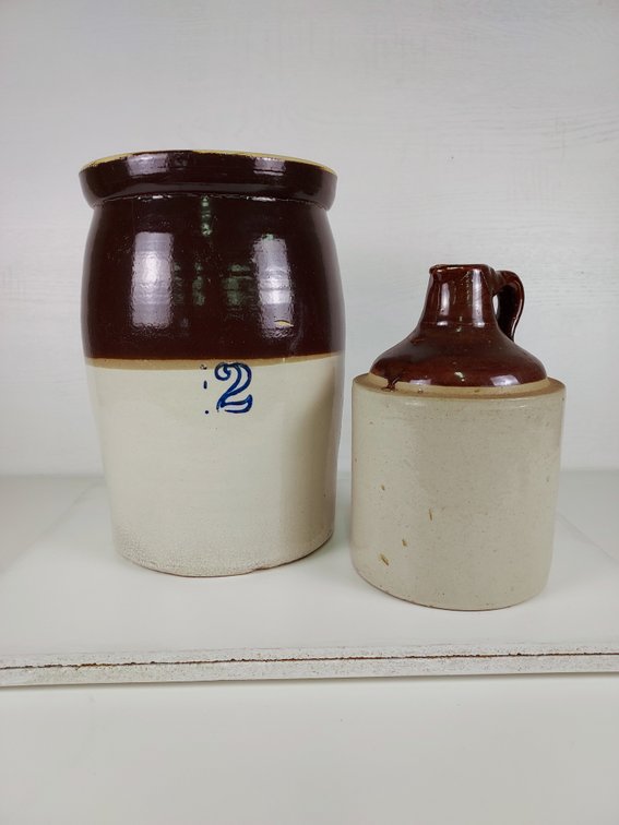 2 Gallon Butter Churn and Small Shoulder Jug