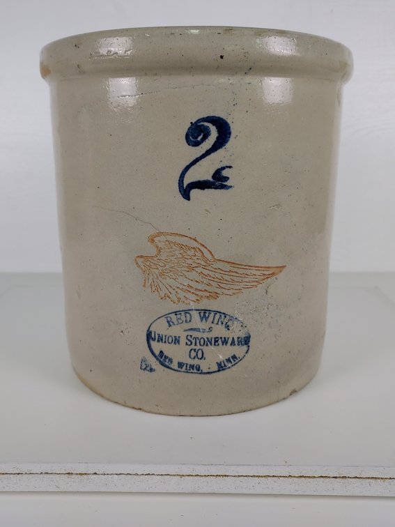 2 Gallon Wing Crock - Red Wing Union Stoneware Co. Ski Oval