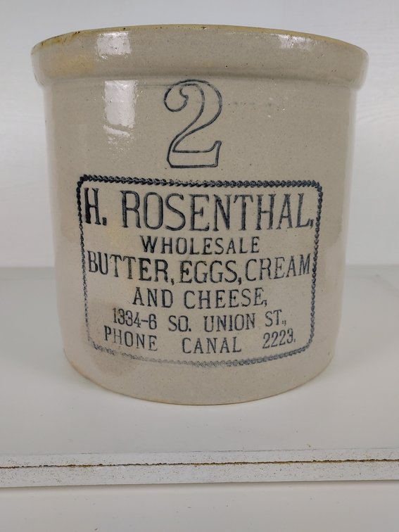 2 Gallon Advertising Crock with Brown Interior - H. ROSENTHAL Wholesale