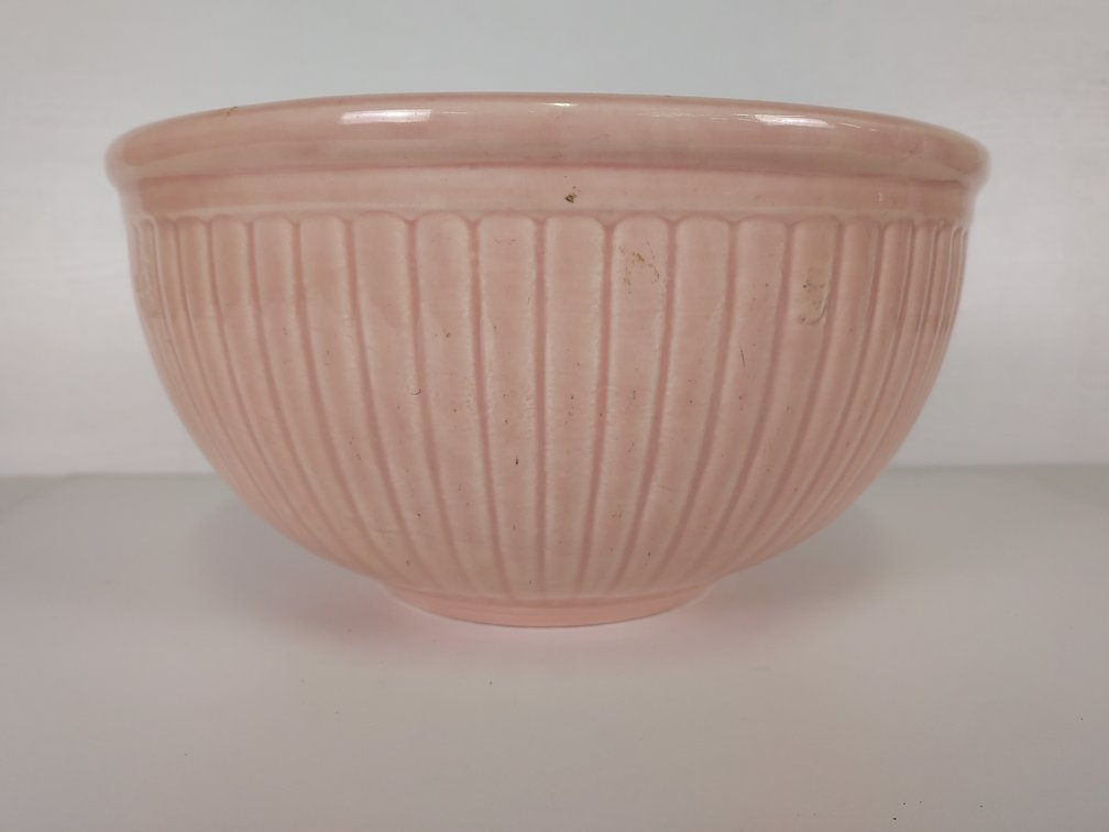 10" Pink Stoneware Bowl with Fluted Design