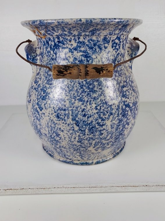 Red Wing Spongeware Combinette Pot with Handle